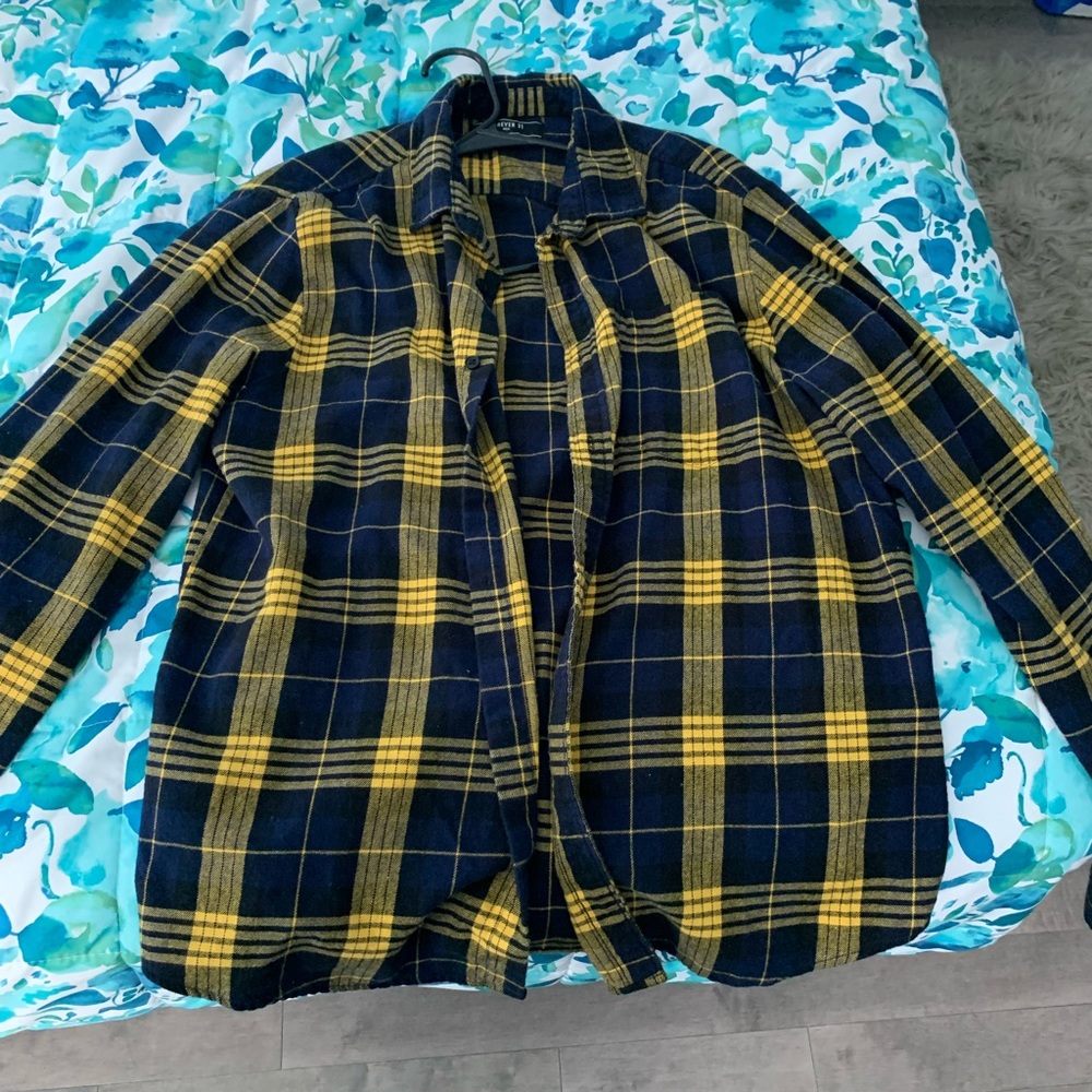 Yellow and navy flannel